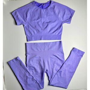 2-Piece Lavender Seamless Workout Set XL Nylon/Elastane